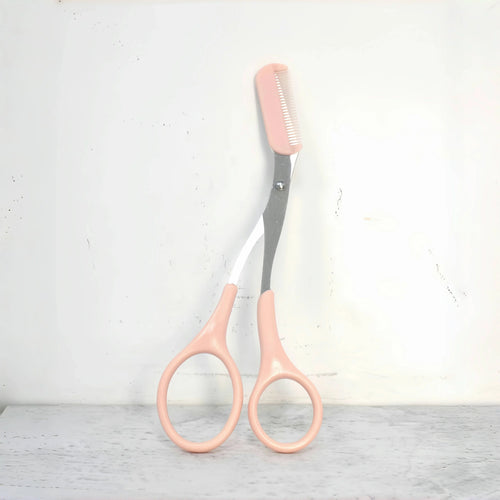 Pink Eyebrow Trimming Scissors with Comb